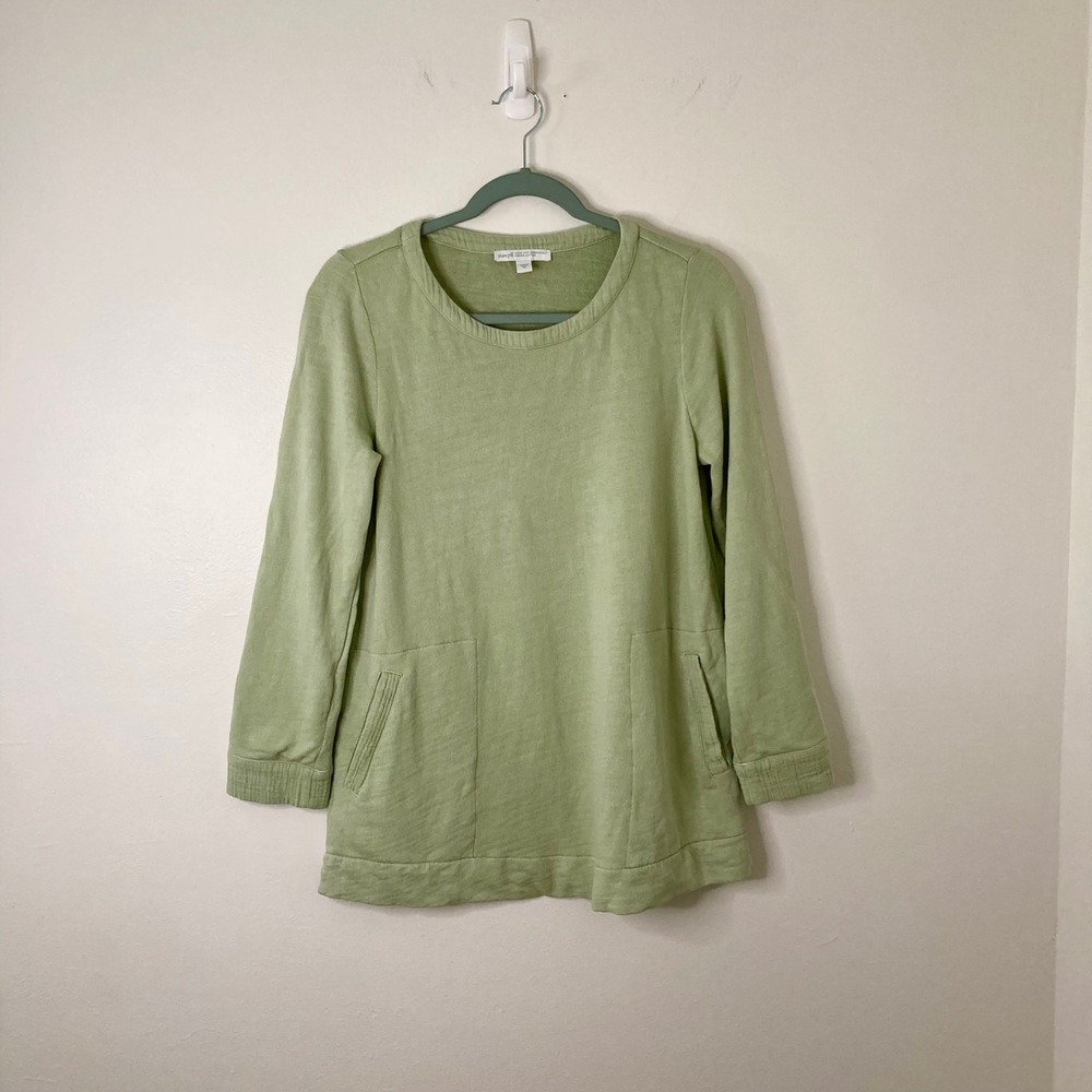 Pure Jill J. Jill Sage Green Organic Cotton Tunic Sweatshirt XS Pockets Lounge